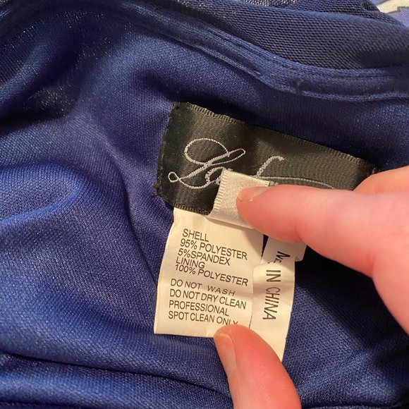 La Femme Ruched Cut Out Maxi Dress Navy Blue - Picture 8 of 9